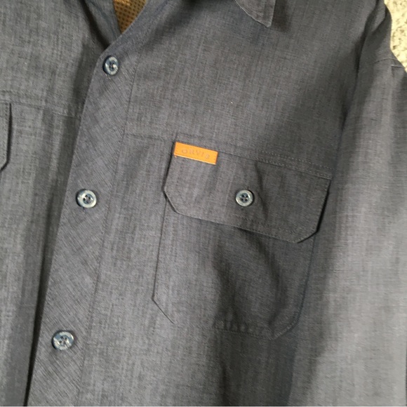 Orvis Shirt Men's XL Blue Short Sleeve Button Down Solid Light Weight Collared - Picture 4 of 10